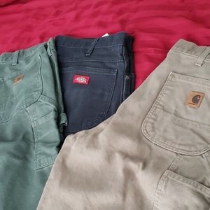 3 pairs of work pants dickies and carhartt
